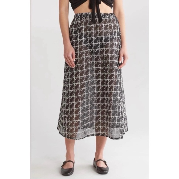 NWT Lisa Says Gah Molly Skirt in Bows Ribbons Black White M/L - Picture 16 of 17